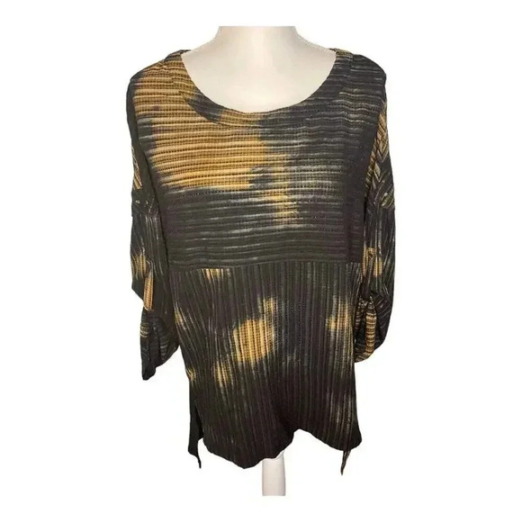 Alberto Makali Women’s Large Scoop Neck Brown & Black Tie Dye Pullover Top Tunic - Picture 1 of 4